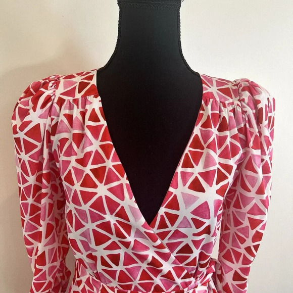 Area Stars NWT Diamond LS Wrap Dress Pink Red XS - Picture 5 of 16